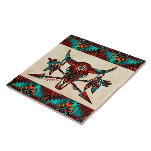 南西バッファロースカルと矢印セラミックタイル タイル (側面)