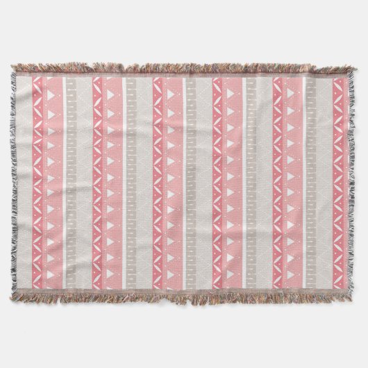 南西バラピンク幾何学模様 スローブランケット (正面)