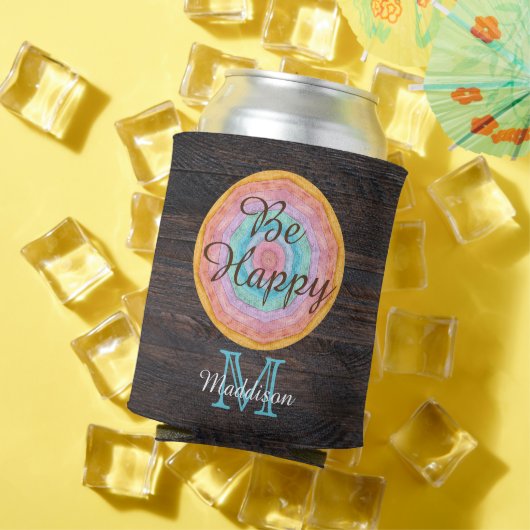 南西パステル素朴ウッドトーングレインモノグラム 缶クーラー (インサイチュ 夏)