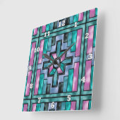 南西パターフェイクンのステンドグラス時計 スクエア壁時計 (傾斜)