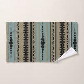 南西パターンタウペ、ティール（緑がかった色）、グレー、黒 バスタオルセット (ハンドタオル)