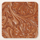 南西パターン西欧諸国の用具を使われた革 スクエアペーパーコースター (正面)