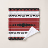 南西パターン黒、灰色、錆と白 バスタオルセット (ウォッシュタオル)