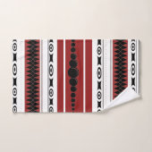 南西パターン黒、灰色、錆と白 バスタオルセット (ハンドタオル)