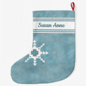 南西パーソナライズされた冬 ラージクリスマスストッキング (裏面)