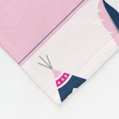 南西ピンクと青の鹿 フリースブランケット (角)