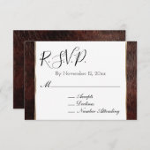 南西フェイクブラウンレザーコーウィドRSVP エンクロージャーカード (正面/裏面)