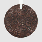 南西フェイク茶色の革の牛革の花名 オーナメント (裏面)