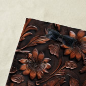 南西フェイク茶色の革の牛革の花 ビーチタオル (インサイチュ)