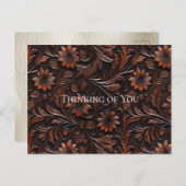 南西フェイク茶色の革の牛革の花 ポストカード (正面/裏面)