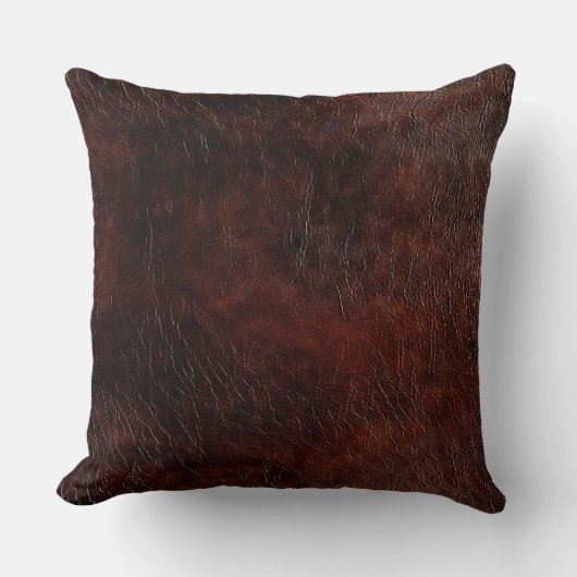 南西フェイク茶色の革の牛革フローラ クッション (正面)