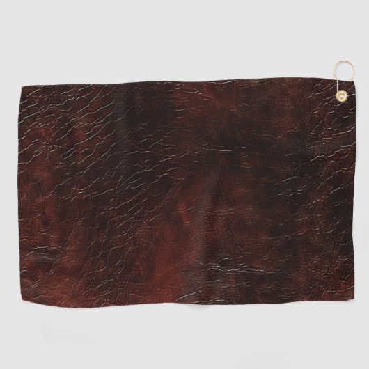 南西フェイク茶色の革の牛革 ゴルフタオル (横)