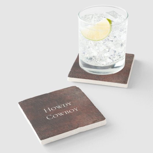 南西フェイク茶色の革の牛革 ストーンコースター (横)