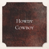 南西フェイク茶色の革の牛革 ペーパーコースター (正面)