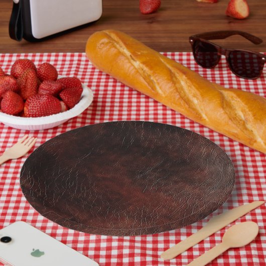 南西フェイク茶色の革の牛革 ペーパープレート (ピクニック)