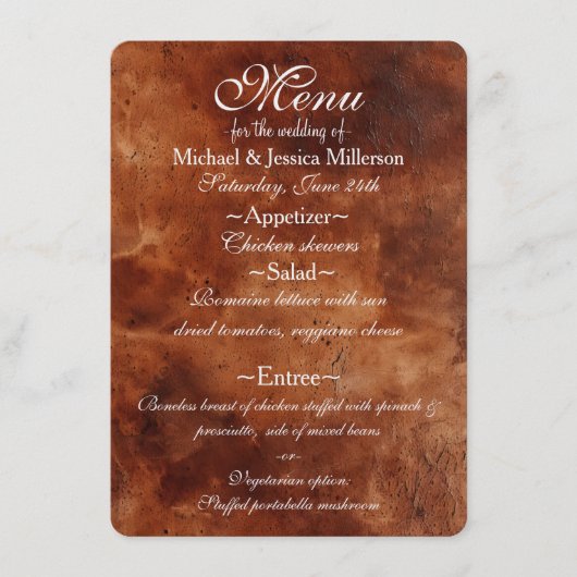 南西フェイク茶色の革（ルック） メニュー (正面)