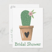 南西ブライダルシャワーグリーンサボテン多肉質 インビテーションポストカード (正面/裏面)