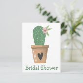 南西ブライダルシャワーグリーンサボテン多肉質 インビテーションポストカード (スタンド正面)