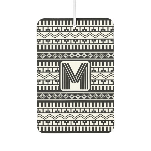 南西ブラックおよびホワイトジオメトリックパーソナライズされたス カーエアーフレッシュナー (正面)