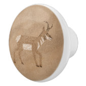 南西プロングホーン歩くアンテロープペトログリフ セラミックノブ (右)