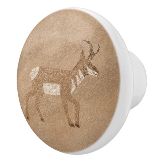 南西プロングホーン歩くアンテロープペトログリフ セラミックノブ (右)