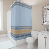 南西プロンコーンアンテロープブルー&タンパターン シャワーカーテン (インサイチュ)