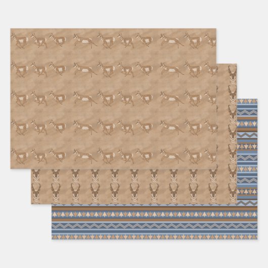 南西プロンコーンアンテロープ幾何学模様 ラッピングペーパーシート (セット)