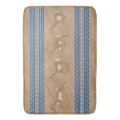 南西プロンコーンアンテロープ縁どブルー バスマット (正面縦)