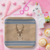 南西プロンコーンアンテロープ頭縁ど青 ペーパープレート (パーティー)