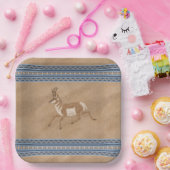 南西プロンランニングンアンテロープ縁どブルー ペーパープレート (パーティー)