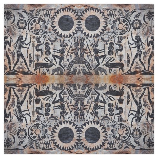 南西ペトログリフカチーナダンサーパターン ファブリック (見本)