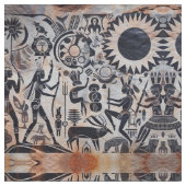 南西ペトログリフカチーナダンサーパターン ファブリック (クローズアップ)