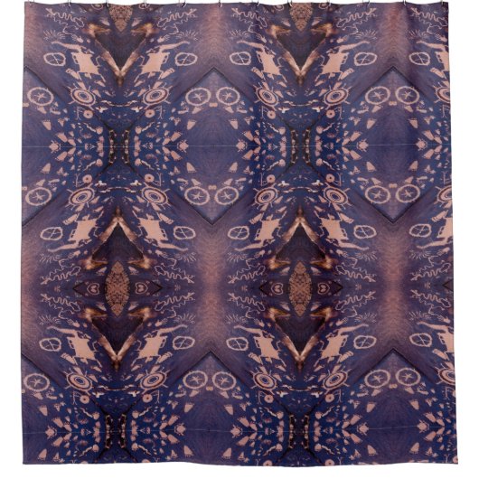 南西ペトログリフ先住民部族模様 シャワーカーテン (正面)