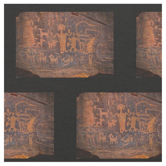 南西ペトログリフ綿織物 ファブリック (クローズアップ)