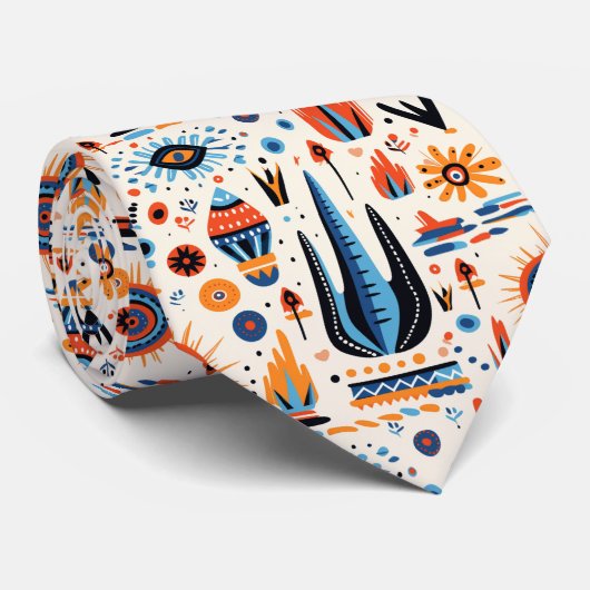 南西ボホクールタイル模様 ネクタイ (ロール)