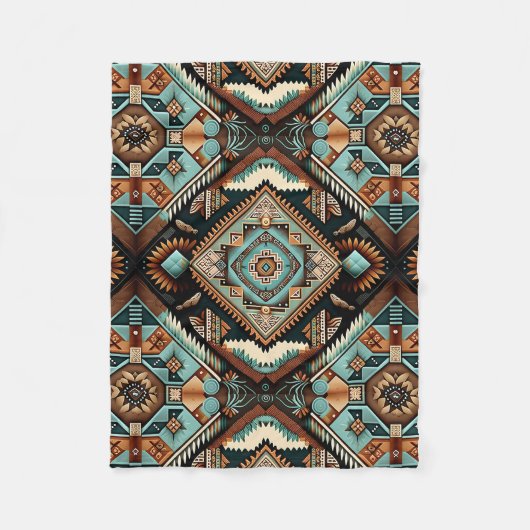 南西ボホ模様 フリースブランケット (正面)