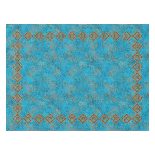 南西マウンテンピークスターコイズ幾何学小 テーブルクロス (正面(横))