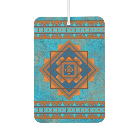 南西マウンテンピークターコイズ幾何学デザイン カーエアーフレッシュナー (正面)