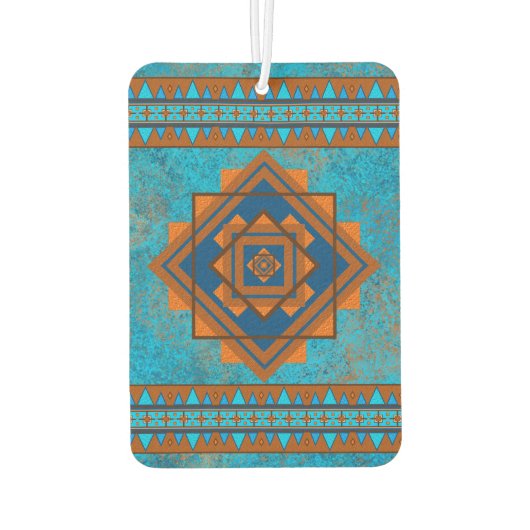 南西マウンテンピークターコイズ幾何学デザイン カーエアーフレッシュナー (裏面)