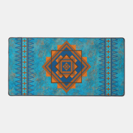 南西マウンテンピークターコイズ幾何学模様 デスクマット