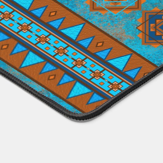 南西マウンテンピークターコイズ幾何学模様 デスクマット (コーナー)