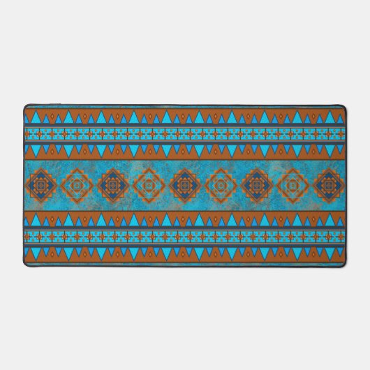 南西マウンテンピークターコイズ幾何学模様 デスクマット (正面)
