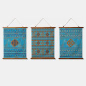 南西マウンテンピークターコイズ幾何学的セット 吊り下げ型タペストリー (トリプル)