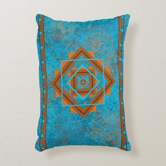 南西マウンテンピークターコイズ幾何学 アクセントクッション (正面(垂直))
