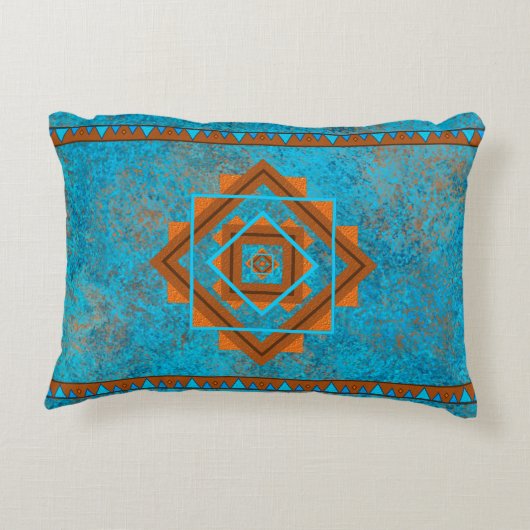 南西マウンテンピークターコイズ幾何学 アクセントクッション (裏面)