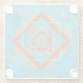 南西マウンテンピークターコイズ幾何学 ガラスコースター (裏面)