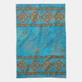 南西マウンテンピークターコイズ幾何学 キッチンタオル (縦)