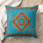 南西マウンテンピークターコイズ幾何学 クッション (ブランケット)