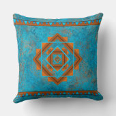 南西マウンテンピークターコイズ幾何学 クッション (裏面)