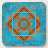 南西マウンテンピークターコイズ幾何学 コースター (正面)